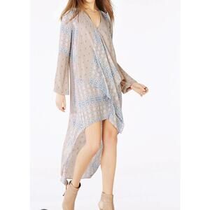 BCBGMAXAZRIA Kyndal high-low maxi dress tapestry long sleeve dress women's small